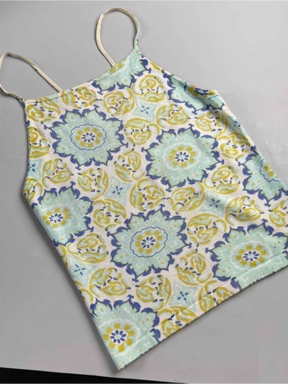 vtg y2k TIBI Floral Medallion Tile Print Silk Blend Cami Tank Boho Top | Small